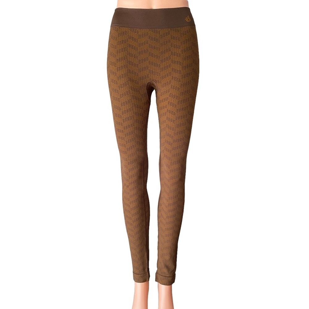 Brown Herringbone Be The Light Activewear Textured Leggings ~ SMALL